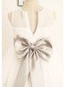 Sheer Neck Ivory Chiffon Tulle Cute Flower Girl Dress